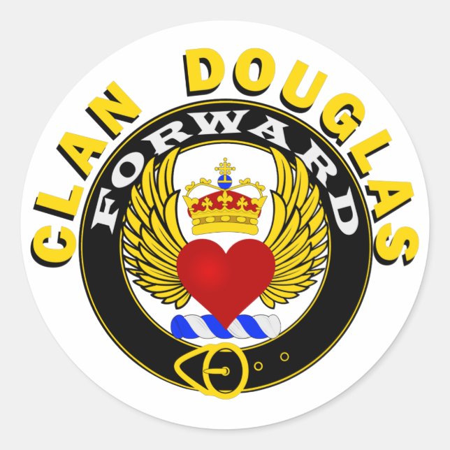Adesivo Redondo Clan Douglas Winged Heart "FORWARD" Sticker (Frente)