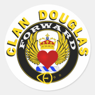 Adesivo Redondo Clan Douglas Winged Heart "FORWARD" Sticker