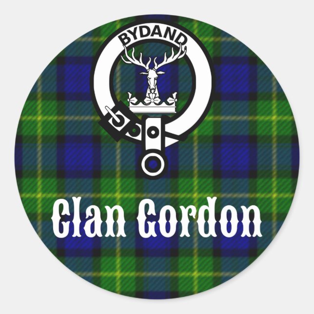 Adesivo Redondo Clan Gordon Tartan Crest (Frente)