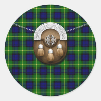 Adesivo Redondo Clan Gordon Tartan E Sporran