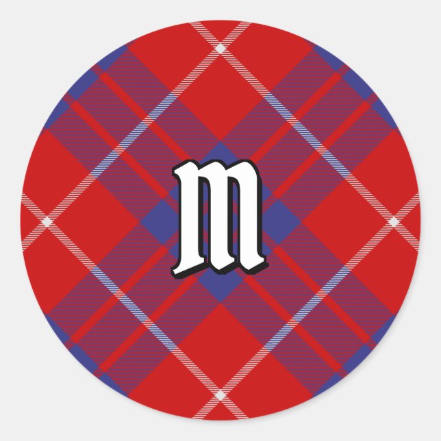 Adesivo Redondo Clan Hamilton Red Tartan Classic Round Sticker (Frente)