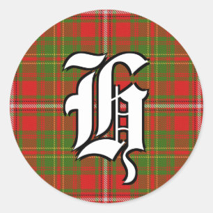 Adesivo Redondo Clan Hay Tartan Monograma Clássico