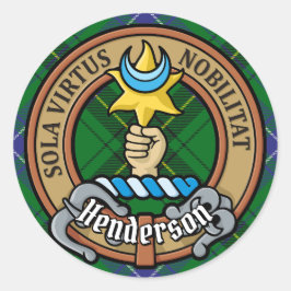 Adesivo Redondo Clan Henderson Crest sobre Tartan