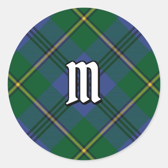 Adesivo Redondo Clan Johnston Tartan Classic Round Sticker (Frente)
