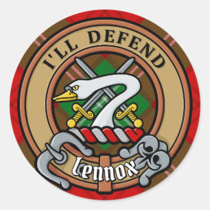 Adesivo Redondo Clan Lennox Crest sobre Tartan