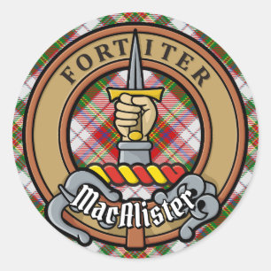 Adesivo Redondo Clan MacAlister Crest over Dress Tartan