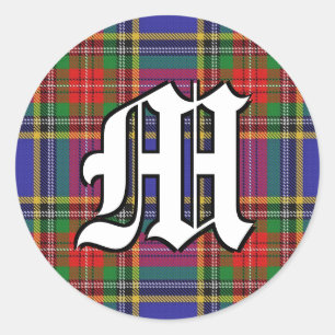 Adesivo Redondo Clan MacBeth Tartan Monograma Clássico