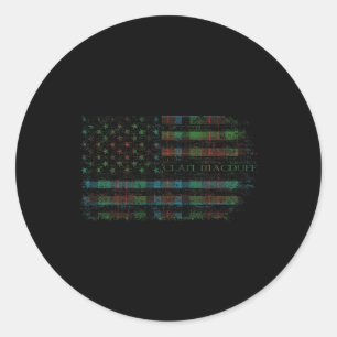 Adesivo Redondo Clan Macduff Caçando Bandeira Escocesa De Tartan E