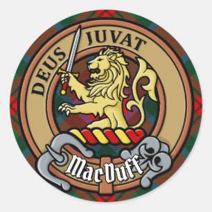 Adesivo Redondo Clan MacDuff Crest sobre Tartan