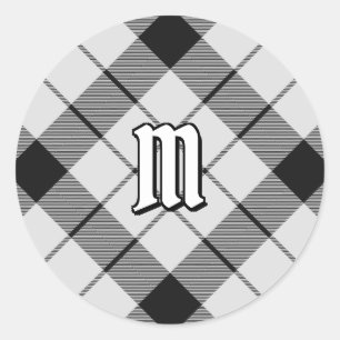 Adesivo Redondo Clan MacFarlane Black and White Tartan