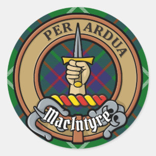 Adesivo Redondo Clan MacIntyre Crest sobre caçar Tartan