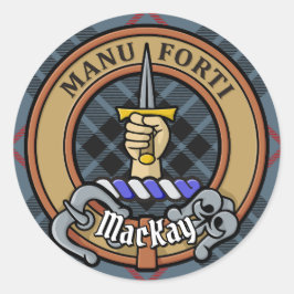 Adesivo Redondo Clan MacKay Crest sobre Blue Tartan