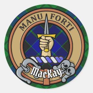 Adesivo Redondo Clan MacKay Crest sobre Tartan