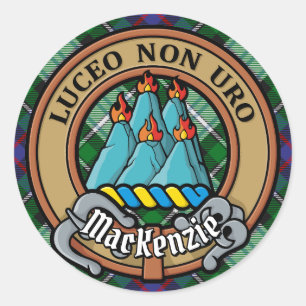 Adesivo Redondo Clan MacKenzie Crest over Dress Tartan