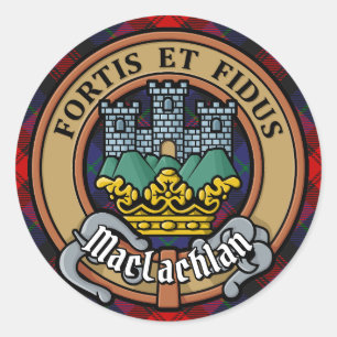 Adesivo Redondo Clan MacLachlan Crest sobre Tartan