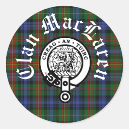 Adesivo Redondo Clan MacLaren Crest Crachá e Tartan