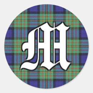 Adesivo Redondo Clan MacLaren Tartan Monograma Clássico