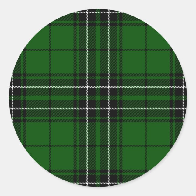 Adesivo Redondo Clan MacLean Tartan verde e negro escocês (Frente)