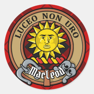 Adesivo Redondo Clan MacLeod de Raasay Crest sobre Tartan