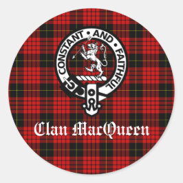 Adesivo Redondo Clan MacQueen Crest Crachá & Tartan