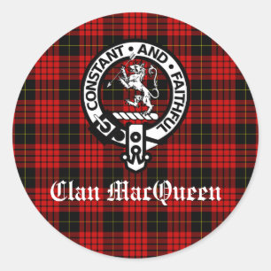 Adesivo Redondo Clan MacQueen Crest Crachá & Tartan
