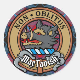 Adesivo Redondo Clan MacTavish Crest sobre Tartan