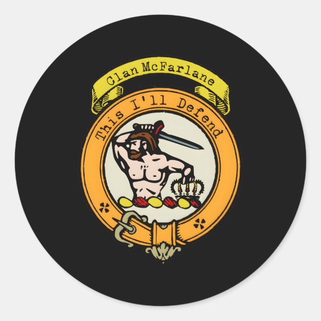 Adesivo Redondo Clan Mcfarlane Scottish Surname Crest (Frente)