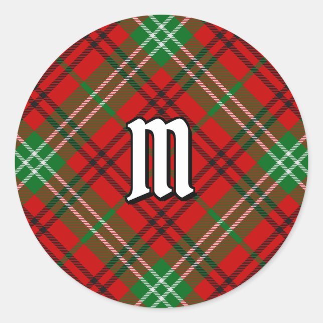 Adesivo Redondo Clan Morrison Red Tartan Clássico Round Sticker (Frente)