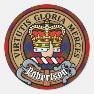 Adesivo Redondo Clan Robertson Crest sobre Tartan
