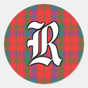 Adesivo Redondo Clan Robertson Tartan Monograma Clássico