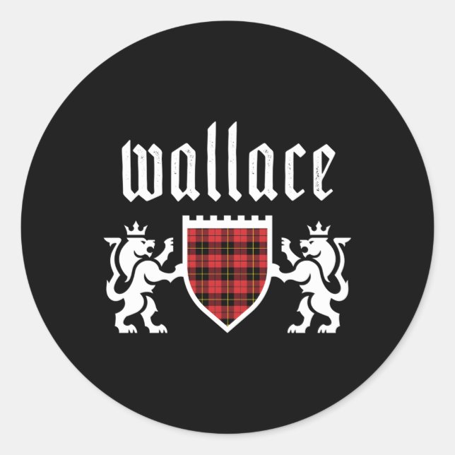 Adesivo Redondo Clan Wallace Tan Scottish Xadrez Wallace Family (Frente)