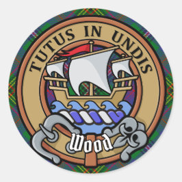 Adesivo Redondo Clan Wood Crest sobre Tartan