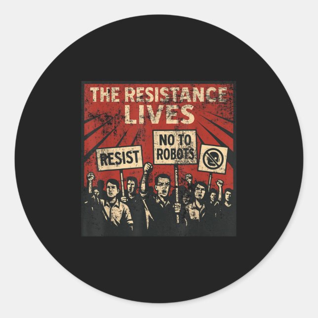 Adesivo Redondo Clankers A Resistência Diz Não Aos Robôs (Frente)