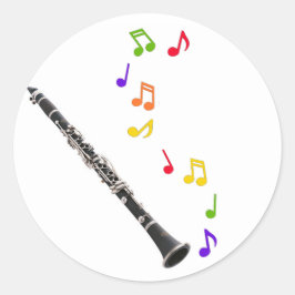 Adesivo Redondo Clarinet Colorous Music Sticker
