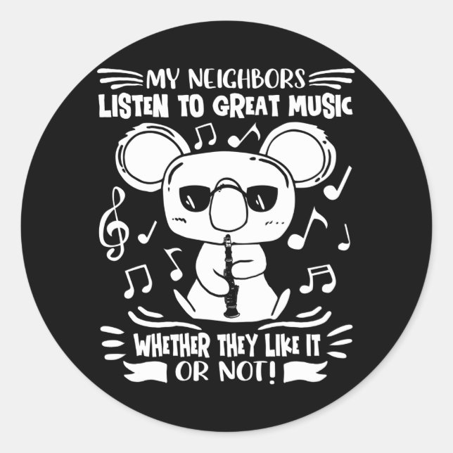 Adesivo Redondo Clarinets Player Clarinetista (Frente)