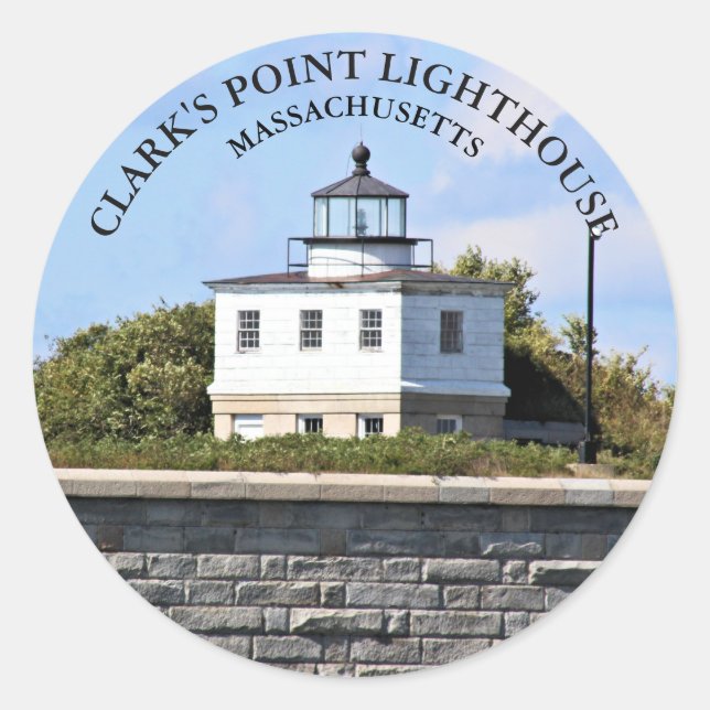 Adesivo Redondo Clarks Point Lighthouse Massachusetts Stickers (Frente)