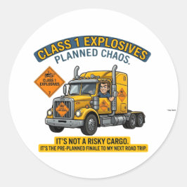Adesivo Redondo Class 1 Explosives Trucker Gift | Funny ADR Hazard