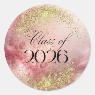 Adesivo Redondo Class of 2026 - Pink & Gold Sparkle Stickers