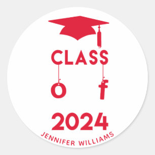 Adesivo Redondo Classe de 2021 - Graduação Vermelha Personalizad
