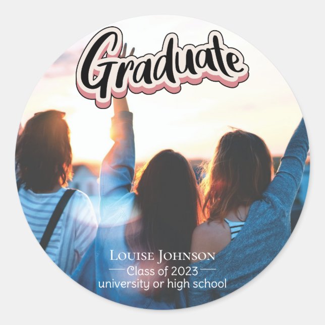 Adesivo Redondo Classe de anúncio de gradação de 2023 (Frente)
