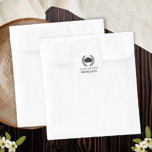 Adesivo Redondo Classe de Boné do Formando Moderno de Graduação 20