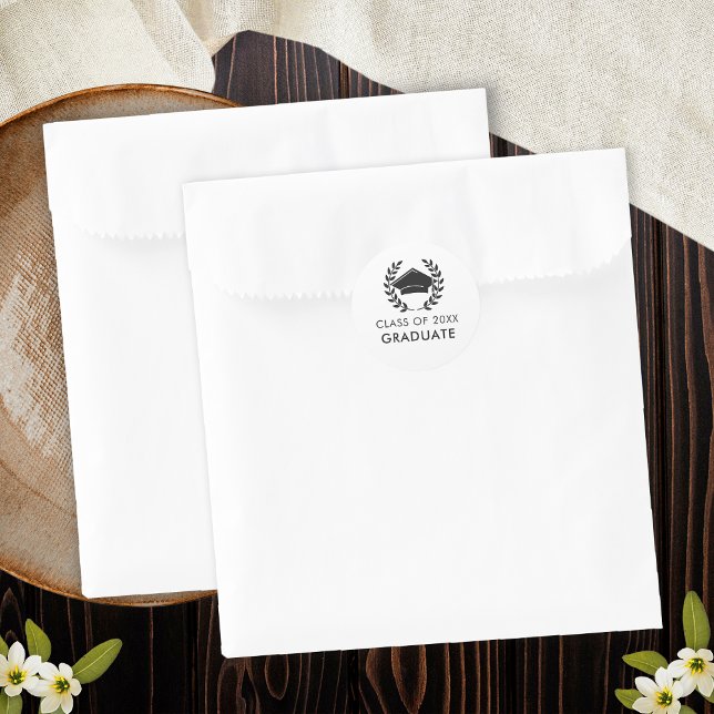 Adesivo Redondo Classe de Boné do Formando Moderno de Graduação 20 (Criador carregado)