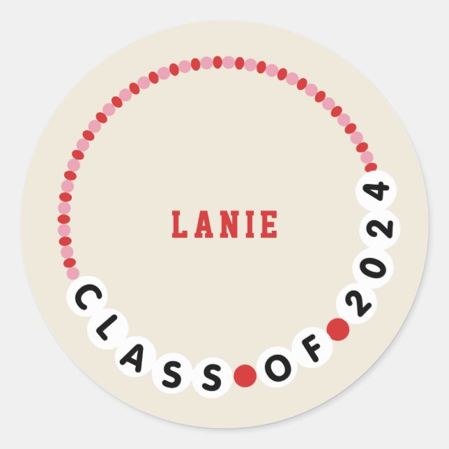 Adesivo Redondo Classe de Bracelete de Amizade de Graduação 2024 (Frente)