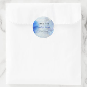 Adesivo Redondo Classe de Casamento Floral da Orquídea Azul Moder