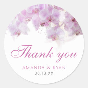 Adesivo Redondo Classe de Casamento Floral de Flor de Água com Or