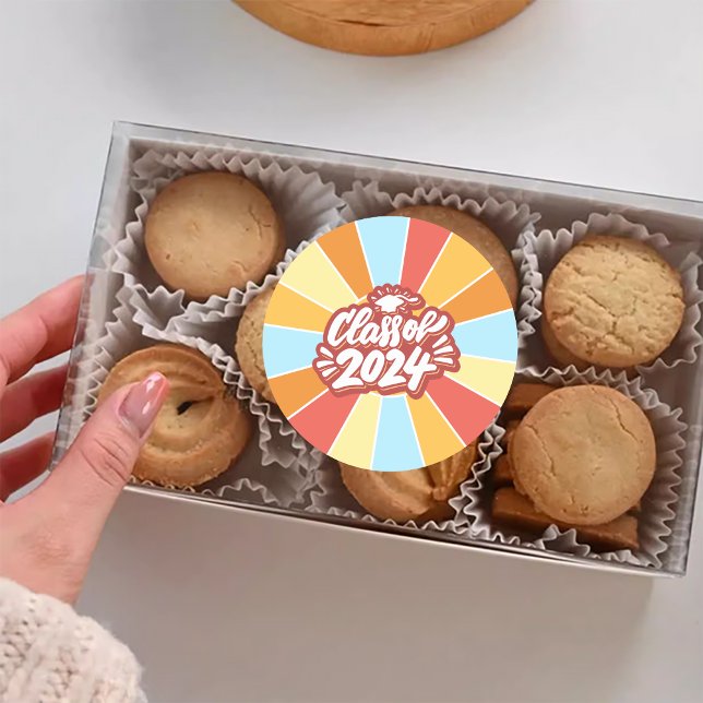 Adesivo Redondo Classe de Celebração de Graduação 2024 (Class of 2024 Graduation Celebration Classic Round Sticker)