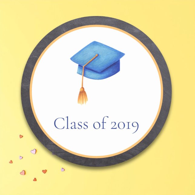 Adesivo Redondo Classe de Chapéu Azul Ceruliano (Criador carregado)