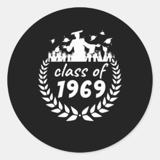 Adesivo Redondo classe de design de graduação ou reunião de 1969 p