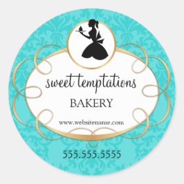 Adesivo Redondo Classe de Embalagem de Cupcake e de Lady Silhouett