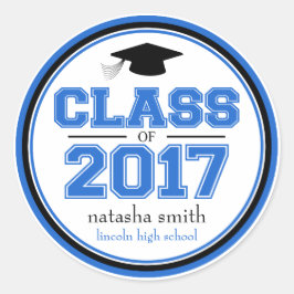 Adesivo Redondo Classe De Favor Da Graduação 2017 (Azul / Preto)